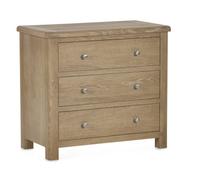 Oakham Premium Hudson Limed Oak 3 Drawer Chest - Limed Oak
