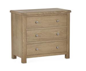Oakham Premium Hudson Limed Oak 3 Drawer Chest - Limed Oak