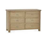 Oakham Premium Hudson Limed Oak 6 Drawer Wide Chest - Limed Oak
