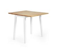 Oakham Premium Linwood 75Cm Drop Leaf Square Extending Dining Table - White & Oak