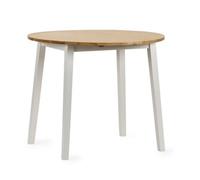 Oakham Premium Linwood 90Cm Round Drop Leaf Dining Table - White & Natural