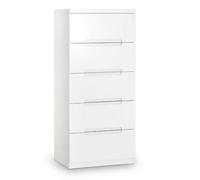 Oakham Premium Midtown 5 Drawer Narrow Chest - High Gloss White