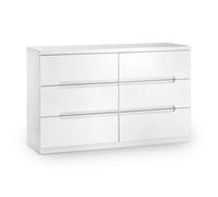 Oakham Premium Midtown 6 Drawer Wide Chest - High Gloss White