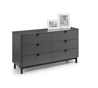 Oakham Premium Nova 6 Drawer Wide Chest - Storm Grey & Black