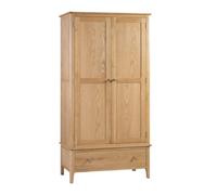 Oakham Premium Oakmere 2 Door & 1 Drawer Wardrobe In Natural Satin Lacquer