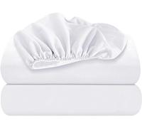 Oakias Queen Fitted Sheets White - Pack of 2 Bottom Sheets - Soft Brushed Microfiber Elastic for Bed - Shrinkage & Fade Resistant - Machine Washable