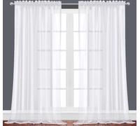 Oakias White Sheer Curtains 96 Inches Long 2 Panels Set - 54" W x 96" L Window Sheer Curtains - Rod Pocket Voile Curtains for Living Room & Bedroom - Lightweight Sheer Drapes for Indoors & Outdoors