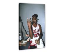 OakiTa Michael Jordan Smoking Cigar Poster Canvas Poster Wall Art Decor Print Picture Paintings for Living Room Bedroom Decoration Frame-style 12x18inch(30x45cm)