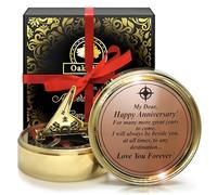 OakiWay Anniversary Sundial Compass Gift for Him or Her - Unique Gift Ideas for Husband or Wife, Wedding Anniversary Present for 50th 40th 25th 20th Year Celebration, Gift Card Included