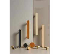 OAKJncjL Drawer Handle, Brass Cow Leather Furniture Handles Circle Long Shaped Wardrobe Door Pull 1Pcs(Ch073black96130)