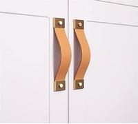 OAKJncjL Drawer Handle, Small Wardrobe Drawer Door Pull Genuine Leather Handle Kitchen Cabinet Handles Furniture Knobs 1Pcs(Lt0517ganlanlv128)