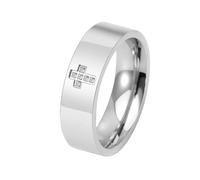 OAKKY 6mm Wide Zirconia Cross Ring for Men Women Polished Stainless Steel Band Dainty Minimalist Crucifix Religion Faith Jewellery Silver Size P 1/2