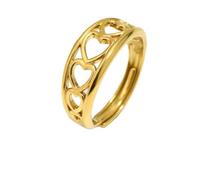 OAKKY Adjustable Open Heart Ring for Women Gold Stainless Steel Band with Interlocking Hearts Cut-Outs Romantic Slip-On Jewellery