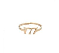 OAKKY Adjustable Rings for Women Stainless Steel Statement Unique Angel numbers Open Ring Gold 777