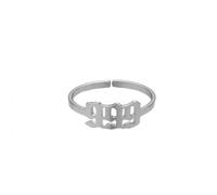 OAKKY Adjustable Rings for Women Stainless Steel Statement Unique Angel numbers Open Ring Silver 999