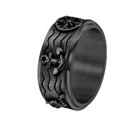 OAKKY Anchor and Ship Wheel Ring for Men Black Size P 1/2
