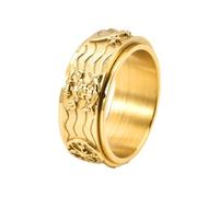 OAKKY Anchor and Ship Wheel Ring for Men Gold Size P 1/2