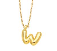 OAKKY Chunky Bubble Letter Initial Necklace for Women Trendy Cute Charm Pendant Personalized Alphabet Gold Balloon Letters W Necklaces