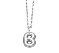 OAKKY Chunky Bubble Letter Initial Necklace for Women Trendy Cute Charm Pendant Personalized Alphabet Silver Balloon Letters B Necklaces