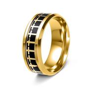 OAKKY Circle of Crosses Ring Repeating Cross Pattern Band Rings for Men Women Stainless Steel Amulet Belief Religious Jewellery Gold Black Size W