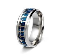 OAKKY Circle of Crosses Ring Repeating Cross Pattern Band Rings for Men Women Stainless Steel Amulet Belief Religious Jewellery Blue Size L 1/2