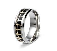 OAKKY Circle of Crosses Ring Repeating Gold Cross Pattern Band Rings for Men Women Stainless Steel Amulet Belief Religious Jewellery Silver Black Size L 1/2