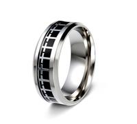 OAKKY Circle of Crosses Ring Repeating Silver Cross Pattern Band Rings for Men Women Stainless Steel Amulet Belief Religious Jewellery Black Size N 1/2