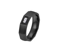 OAKKY Couple Ring Geometric Facet Design Titanium Steel Brushed Finish for Wedding Black 13
