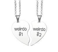 OAKKY Couples Necklace Stainless Steel Matching Heart Pendants Wedding Gift for Bride and Groom Anniversary Jewellery for Husband and Wife Silver Broken Heart Necklaces for Two weirdo