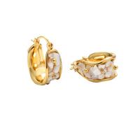 OAKKY Dainty Gold Hoop Earrings with Abalone Shell for Women | Stainless Steel Earrings, Small Vintage Huggie Hoops, Everyday Elegant Dangle, Minimalist Gold Tone Jewellery