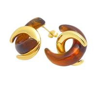 OAKKY Elegant Interlocking Resin Crescent Earrings for Women | Vintage Chic Retro Titanium Steel Jewellery, Statement Curved Hoop Studs, Everyday Dangle