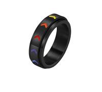 OAKKY Follow Your Path Rainbow Arrow Ring Stainless Steel Band Bold Unisex Statement Black Size S
