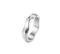 OAKKY Frozen Ripple Vintage Ring for Men Stainless Steel Cool Tone with Fluid 3D Texture Silver Size N 1/2