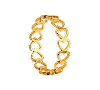 OAKKY Full Circle Openwork Heart Ring for Women Stainless Steel Stackable Engagement Band Minimalist Lightweight Romantic Jewellery Gold Size U