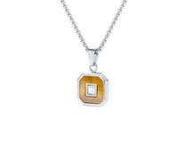 OAKKY Geometric Octagon Necklace Unisex | Stainless Steel, Art-Deco Princess Cut CZ Stone Inlay Pendant, Trendy Everyday Accessory