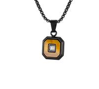 OAKKY Geometric Octagon Necklace Unisex | Stainless Steel, Art-Deco Princess Cut CZ Stone Inlay Pendant, Trendy Everyday Accessory