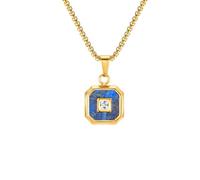 OAKKY Geometric Octagon Necklace Unisex | Stainless Steel, Art-Deco Princess Cut CZ Stone Inlay Pendant, Trendy Everyday Accessory