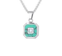 OAKKY Geometric Octagon Necklace Unisex | Stainless Steel, Art-Deco Princess Cut CZ Stone Inlay Pendant, Trendy Everyday Accessory