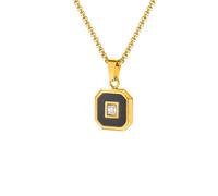 OAKKY Geometric Octagon Necklace Unisex | Stainless Steel, Art-Deco Princess Cut CZ Stone Inlay Pendant, Trendy Everyday Accessory