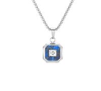 OAKKY Geometric Octagon Necklace Unisex | Stainless Steel, Art-Deco Princess Cut CZ Stone Inlay Pendant, Trendy Everyday Accessory