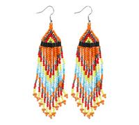 OAKKY Handmade Boho Beaded Fringe Earrings for Women Style 2