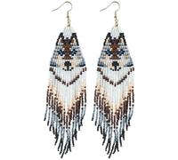 OAKKY Handmade Boho Beaded Fringe Earrings for Women Style 7