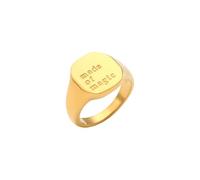 OAKKY Inspirational Word Ring for Women Gold Stainless Steel Bands with Words made of magic Meaningful Stacking Jewellery Size N 1/2