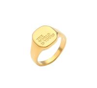 OAKKY Inspirational Word Ring for Women Gold Stainless Steel Bands with Words The World Is Yours Meaningful Stacking Jewellery Size N 1/2