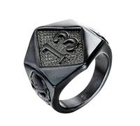 OAKKY Men Stainless Steel Vintage Evil Skull Lucky Number 13 Ring Rock Hip Hop Motorcycle Gothic Biker Black Size T