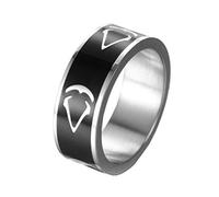OAKKY Men's 316l Stainless Steel Assassin's Creed Rings ASSASSINS INSIGNIA Silver Black Size W 1/2