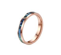 OAKKY Men's Personality Cool 4MM Rainbow Abalone Shells Inlay Tungsten Carbide Stacking Midi Wedding Ring Beveled Polished Edge Rose Gold Size P 1/2