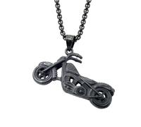 OAKKY Mens Skull Cruiser Motorcycle Necklace | Stainless Steel Biker Pendant with Detailed , Vintage Hip Hop Rider Enthusiasts Soul Chopper