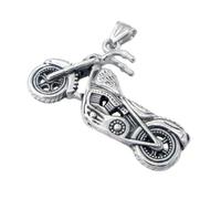 OAKKY Mens Skull Cruiser Motorcycle Necklace | Stainless Steel Biker Pendant with Detailed , Vintage Hip Hop Rider Enthusiasts Soul Chopper