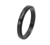 OAKKY Men's Stainless Steel 3MM Domed Plain Thin Stackable Rhombic Cut Rotatable Biker Pinky Ring Anxiety Fidget Wedding Band Black Size Y